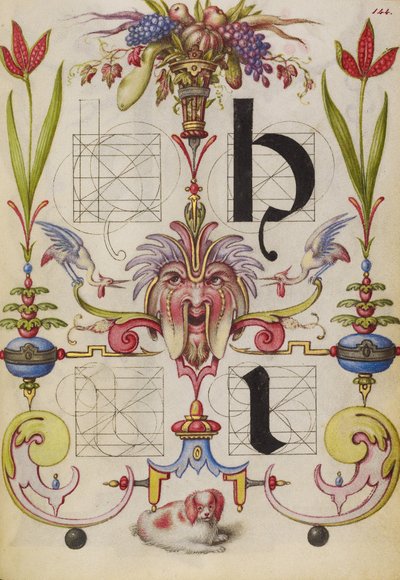Anleitung zum Konstruieren der Buchstaben H und I von Joris Hoefnagel
